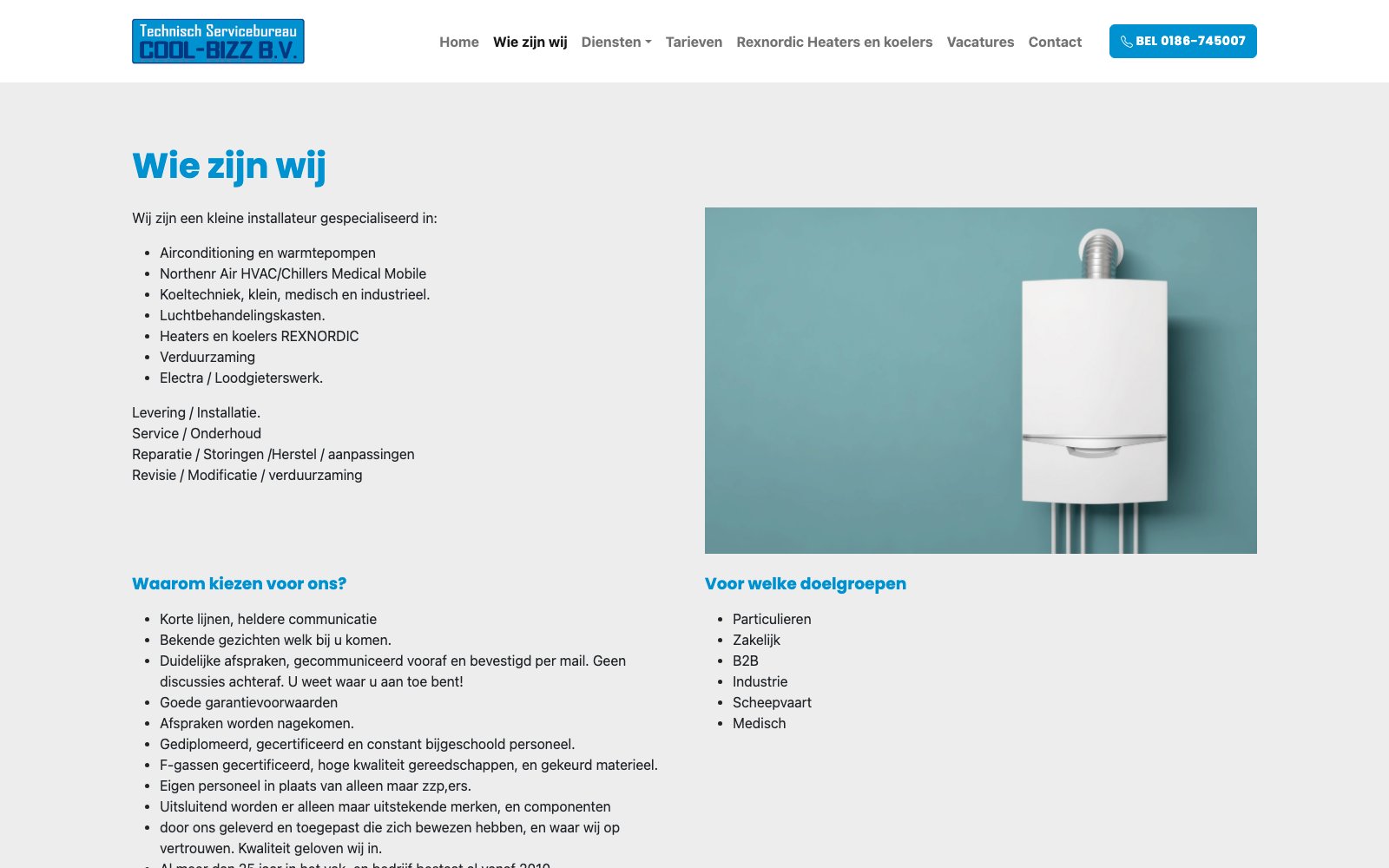 Extra scherm van het project Cool-Bizz