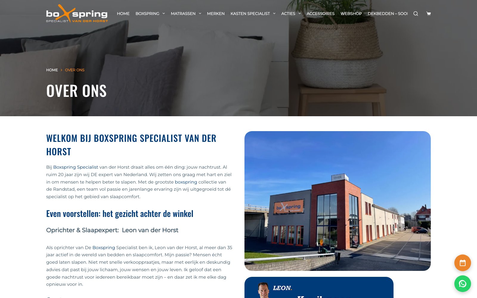 Extra scherm van het project De Boxspringspecialist