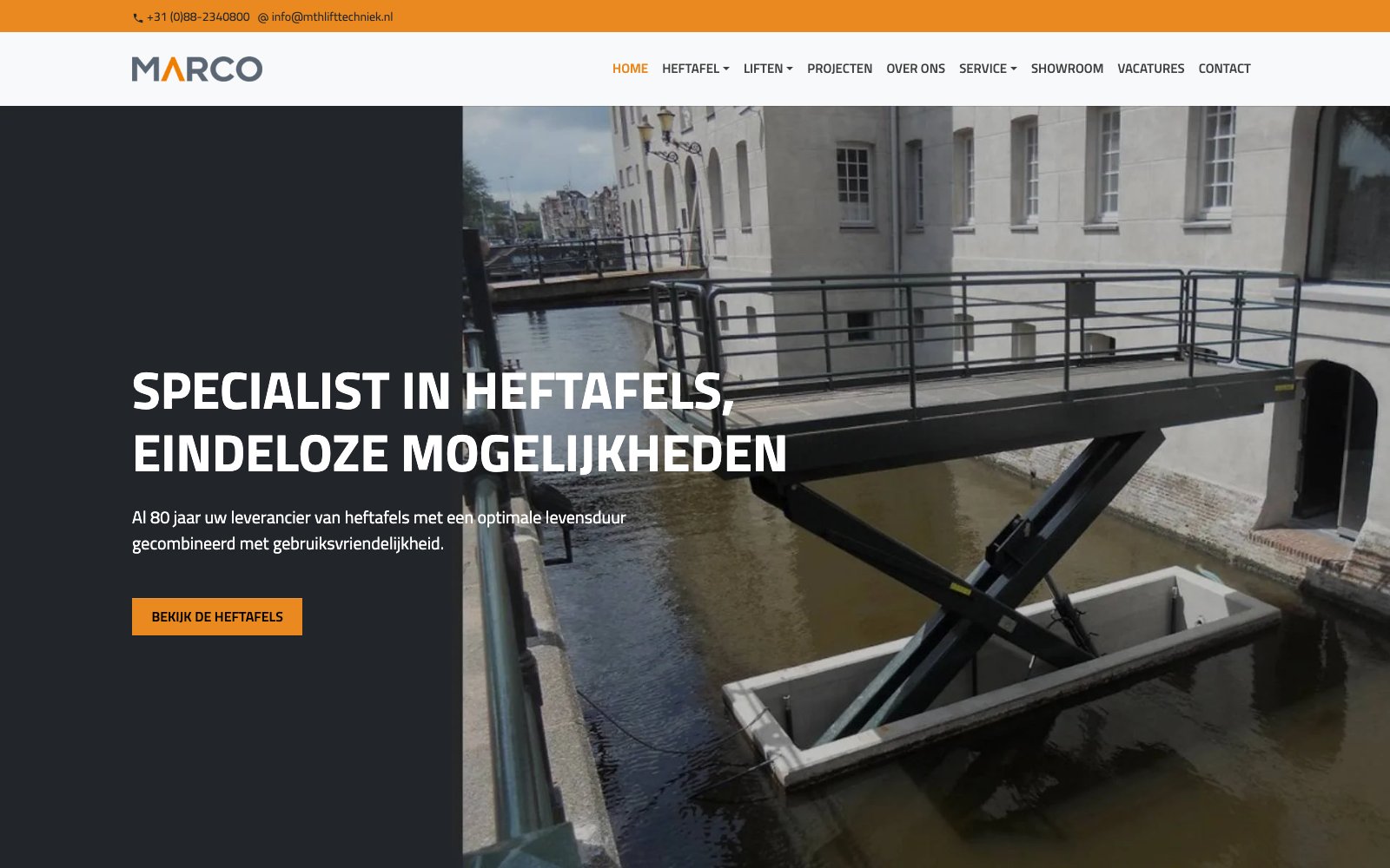 Homepage van trapliftenmerk Marco