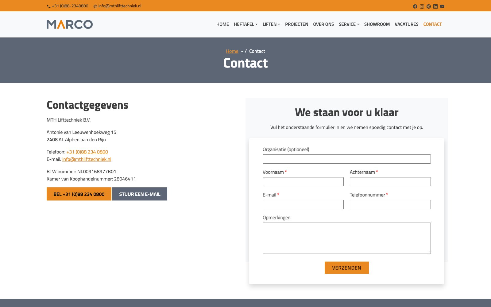 Extra scherm van het project Marco