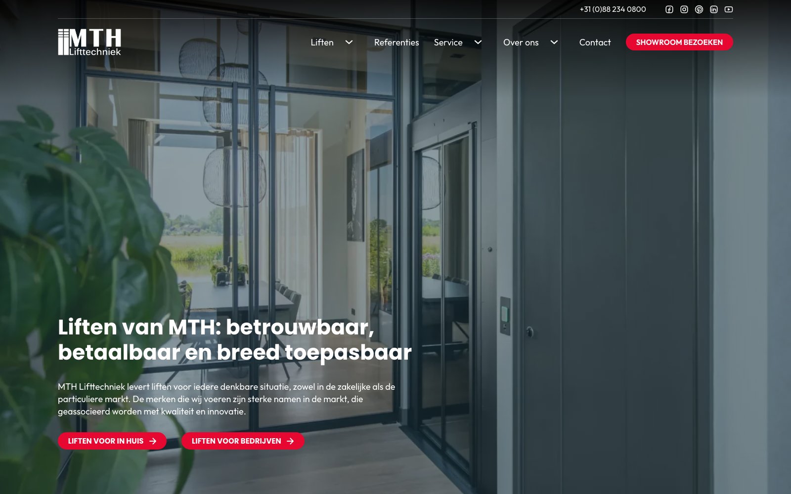 Homepage van liftenbouwer MTH Lifttechniek