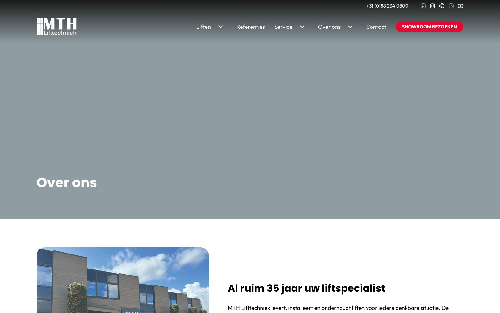 Extra scherm van het project MTH Lifttechniek