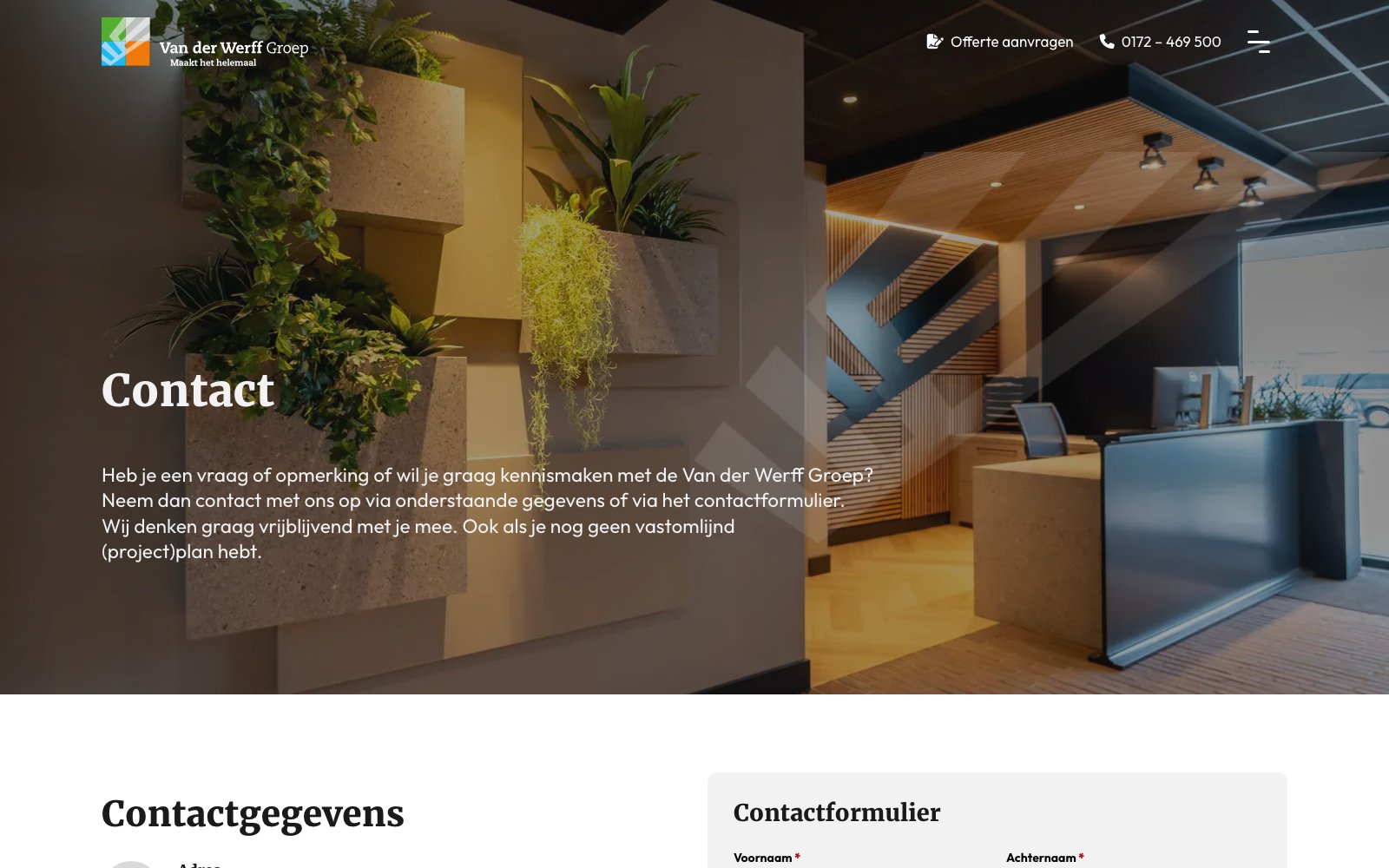 Extra scherm van het project Van der Werff Groep