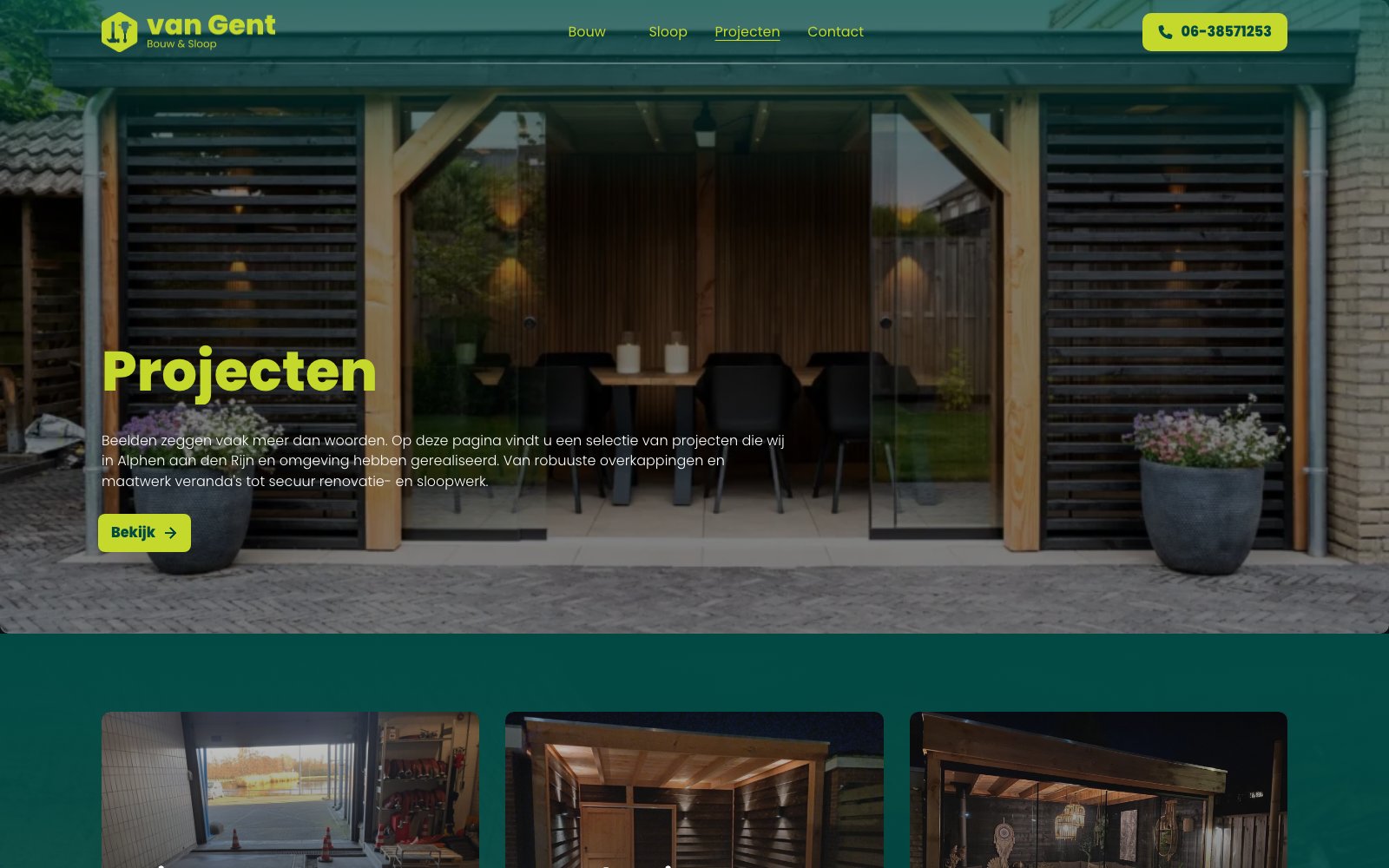 Extra scherm van het project Van Gent Bouw & Sloop