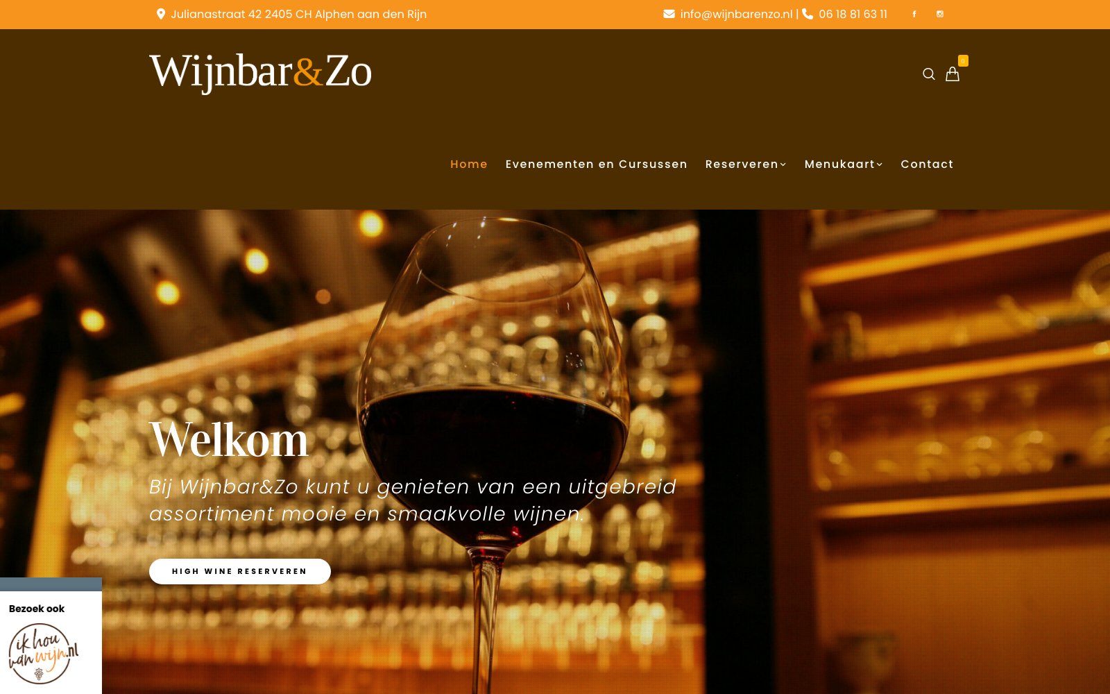 Homepage van Wijn Bar Enzo
